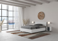 BS COM Letto singolo con rete 80x190 testata inclinata con doghe bianco frassino
