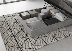 BS COM Letto matrimoniale francese contenitore 140x200 testata inclinata con doghe cemento
