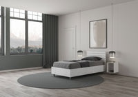 BS COM Letto singolo contenitore 80x190 testata dritta con doghe bianco frassino