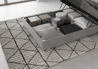 BS COM Letto matrimoniale francese contenitore 140x190 testata inclinata con doghe cemento