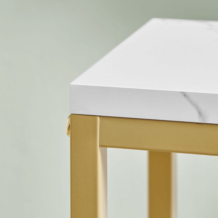 Portafiori Valora a 4 ripiani in marmo oro, design moderno in acciaio