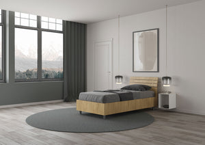 BS COM Letto singolo contenitore 80x190 testata inclinata con doghe quercia