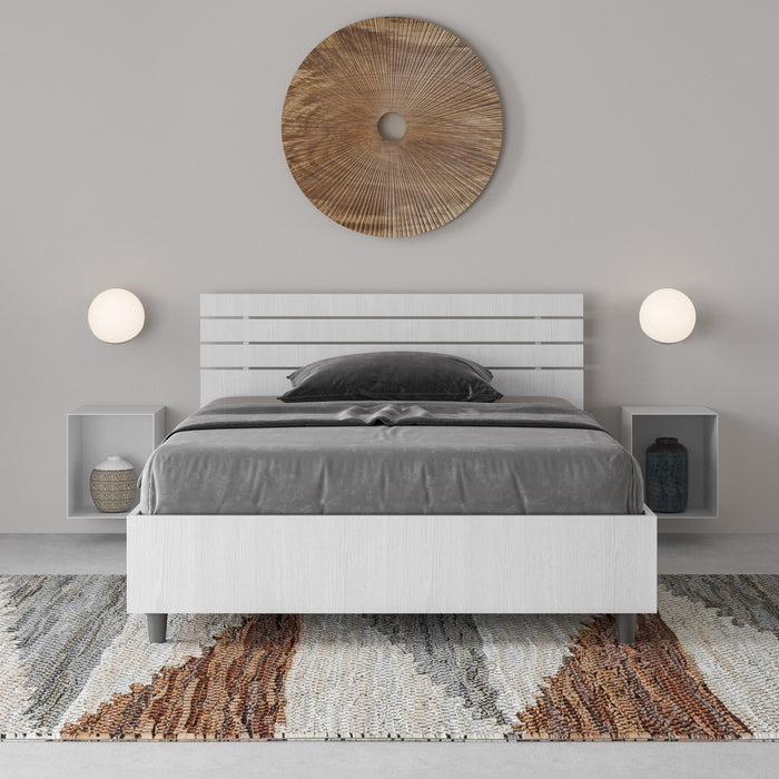 BS COM Letto una piazza e mezza contenitore 120x190 testata inclinata con doghe bianco frassino