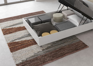 BS COM Letto una piazza e mezza contenitore 120x200 testata inclinata con doghe bianco frassino