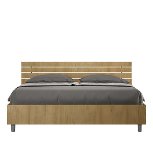 BS COM Letto matrimoniale contenitore doppia alzata 160x190 testata inclinata con doghe quercia