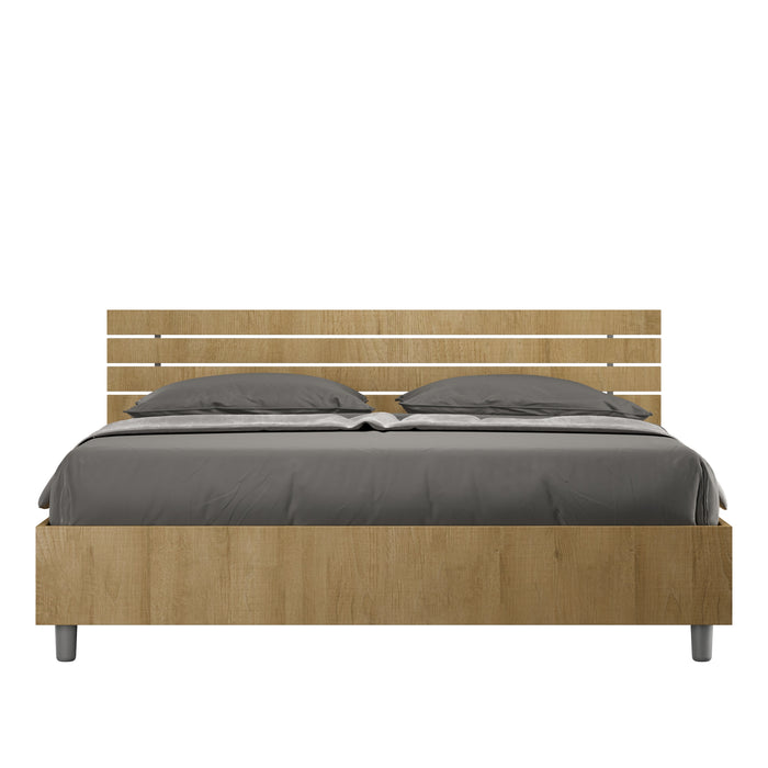 BS COM Letto matrimoniale contenitore doppia alzata 160x190 testata inclinata con doghe quercia