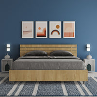 BS COM Letto matrimoniale contenitore doppia alzata 160x190 testata inclinata con doghe quercia
