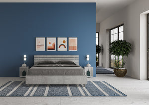 BS COM Letto matrimoniale contenitore doppia alzata 160x200 testata inclinata con doghe cemento