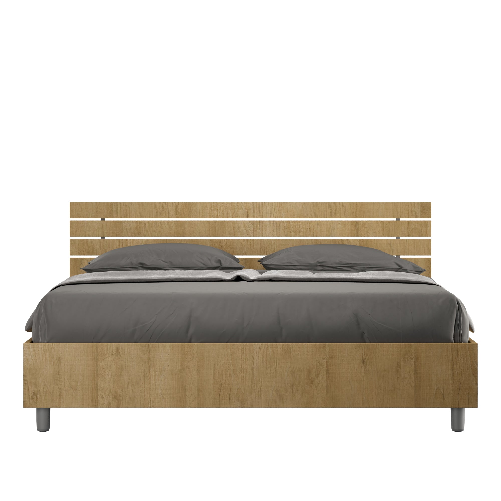 BS COM Letto matrimoniale contenitore doppia alzata 160x190 testata dritta con doghe quercia