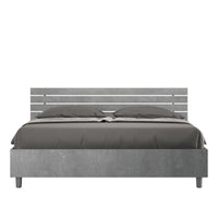 BS COM Letto matrimoniale contenitore doppia alzata 160x190 testata inclinata con doghe cemento