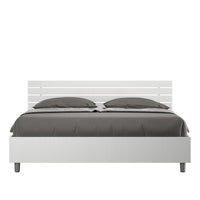 BS COM Letto matrimoniale contenitore doppia alzata 160x190 testata inclinata con doghe bianco frassino