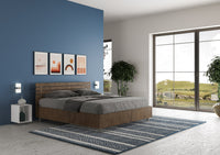 BS COM Letto matrimoniale senza rete 160x200 testata dritta con doghe noce