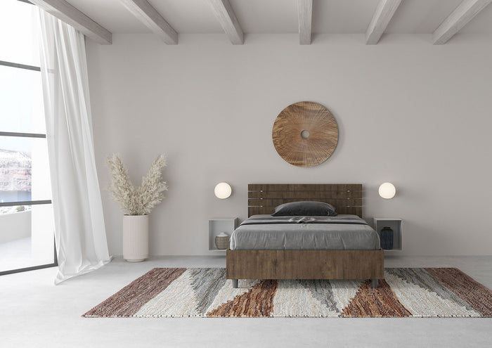 BS COM Letto una piazza e mezza senza rete 120x190 testata dritta con doghe noce