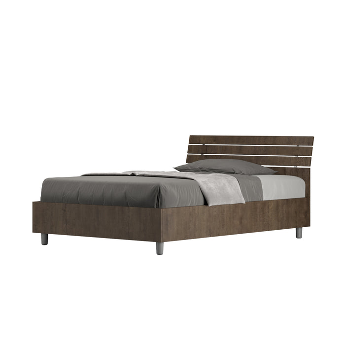 BS COM Letto una piazza e mezza senza rete 120x190 testata inclinata con doghe noce