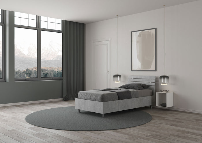 BS COM Letto singolo senza rete 80x190 testata inclinata con doghe cemento