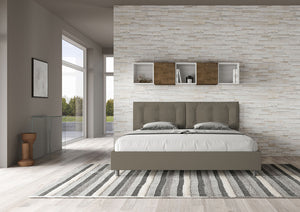 BS COM Letto matrimoniale king size contenitore imbottito 200x210 similpelle cappuccino