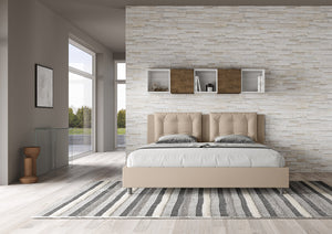 BS COM Letto contenitore imbottito 180x200 similpelle tortora