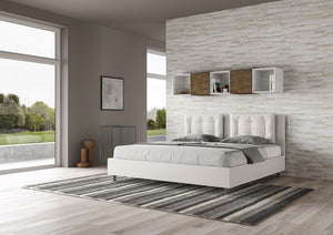 BS COM Letto contenitore imbottito 180x200 similpelle bianco