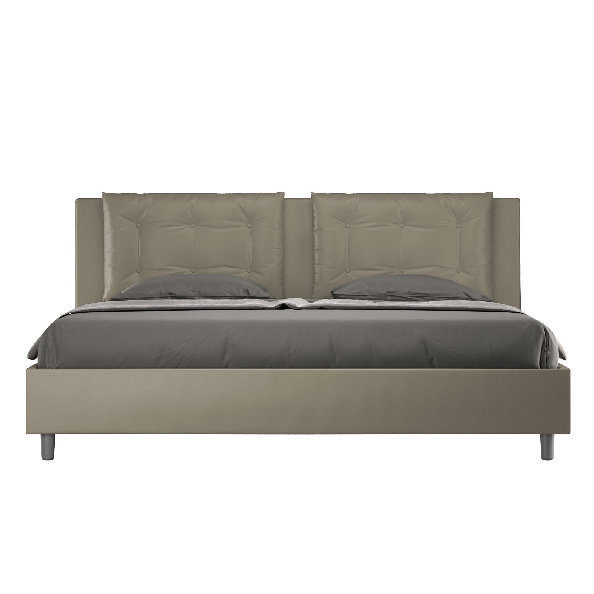 BS COM Letto matrimoniale king size contenitore imbottito 200x200 similpelle cappuccino