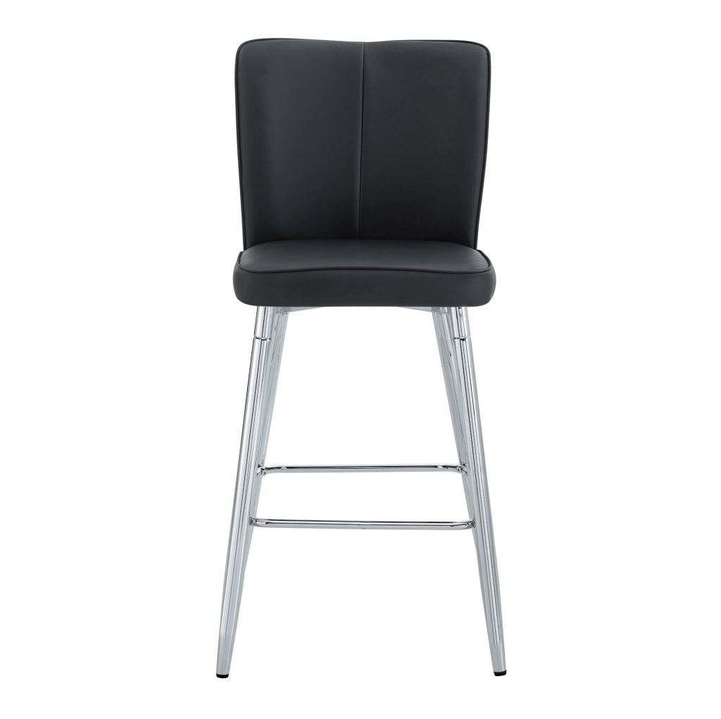 Sgabello da bar 54x54x51 cm con schienale ergonomico in PU e metallo nero e argento