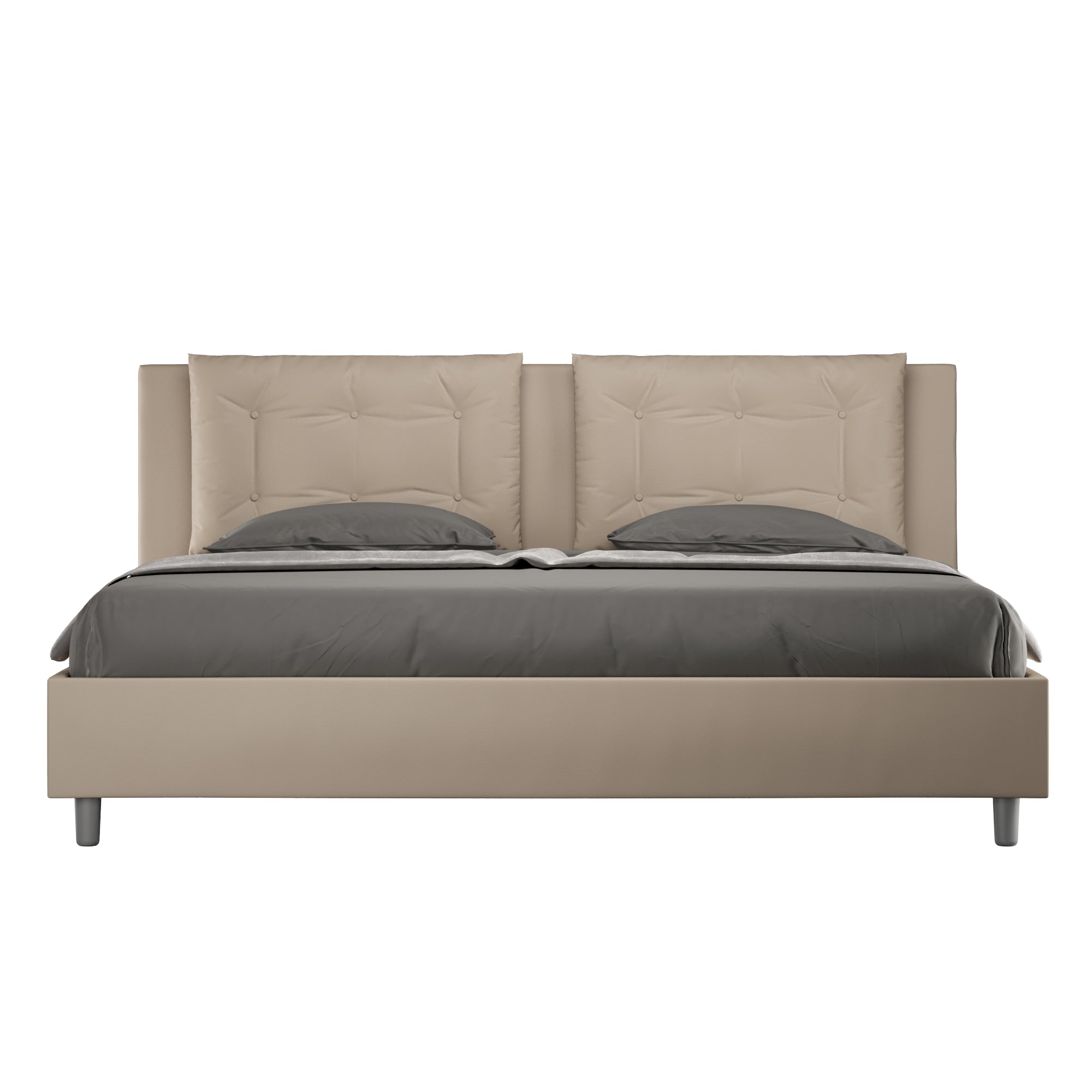 BS COM Letto con rete imbottito 180x200 similpelle tortora