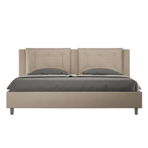 BS COM Letto con rete imbottito 180x200 similpelle tortora