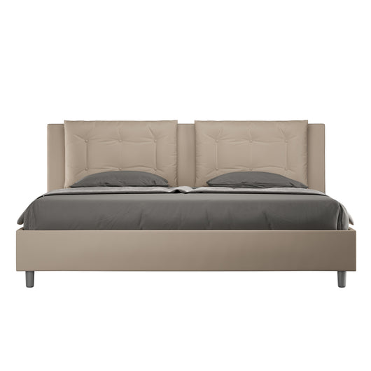 BS COM Letto con rete imbottito 180x200 similpelle tortora