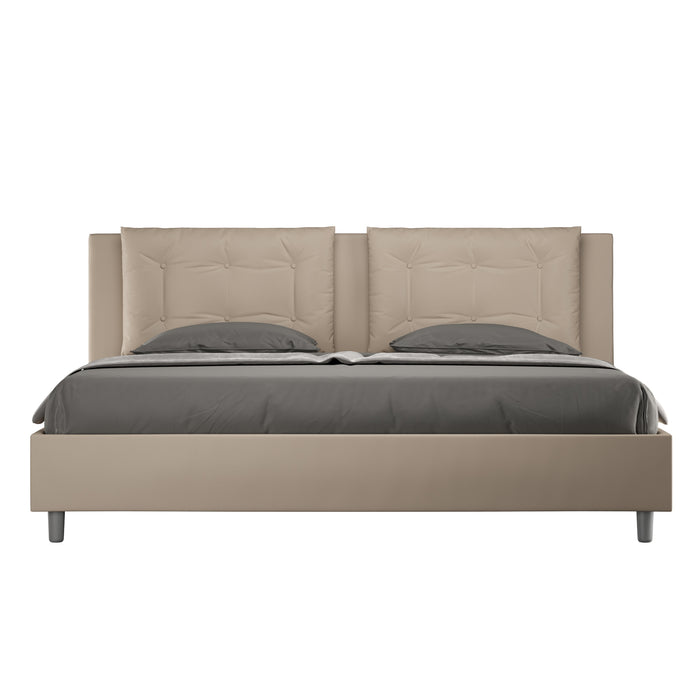 BS COM Letto con rete imbottito 180x200 similpelle tortora