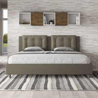 BS COM Letto con rete imbottito 180x200 similpelle cappuccino
