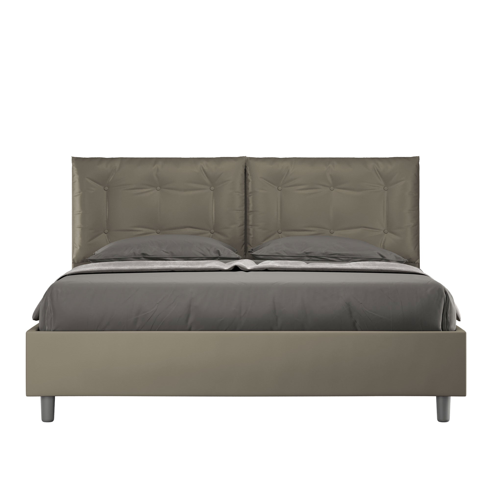 BS COM Letto matrimoniale con rete imbottito 160x210 similpelle cappuccino