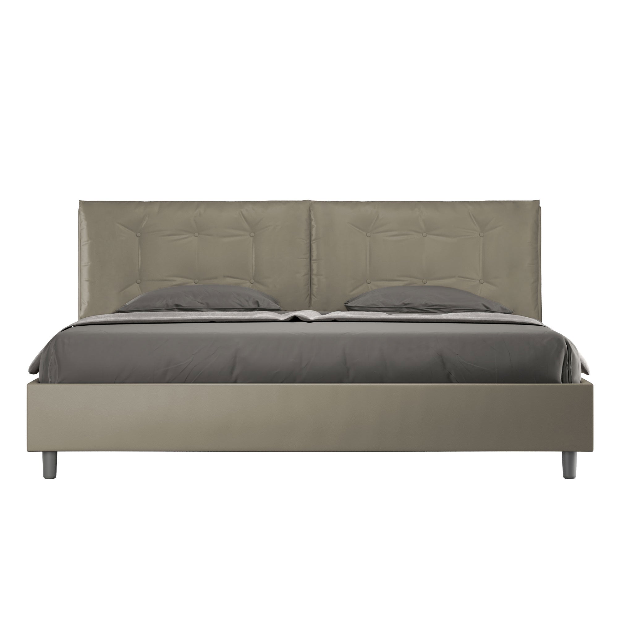 BS COM Letto matrimoniale king size senza rete imbottito 200x210 similpelle cappuccino