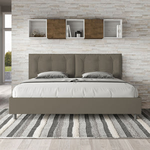 BS COM Letto matrimoniale king size senza rete imbottito 200x200 similpelle cappuccino