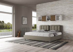 BS COM Letto matrimoniale king size contenitore imbottito 200x210 similpelle cappuccino