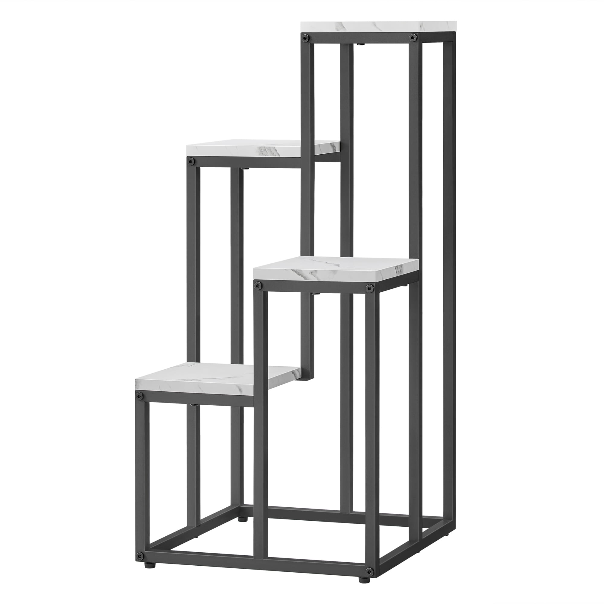 Portafiori Valora a 4 ripiani in marmo bianco con gambe nere per la decorazione