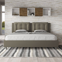 BS COM Letto matrimoniale king size senza rete imbottito 200x200 similpelle cappuccino