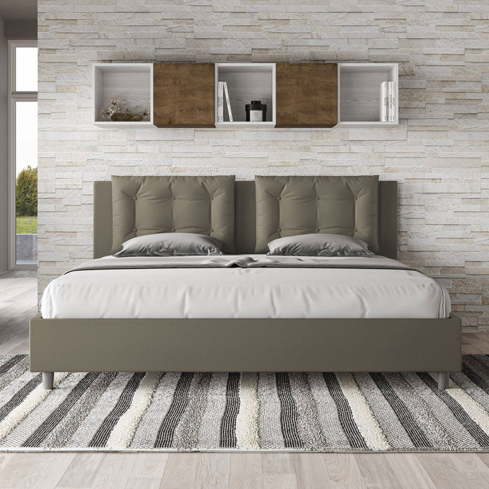 BS COM Letto matrimoniale king size senza rete imbottito 200x200 similpelle cappuccino