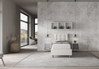 BS COM Letto singolo senza rete imbottito 80x190 similpelle bianco