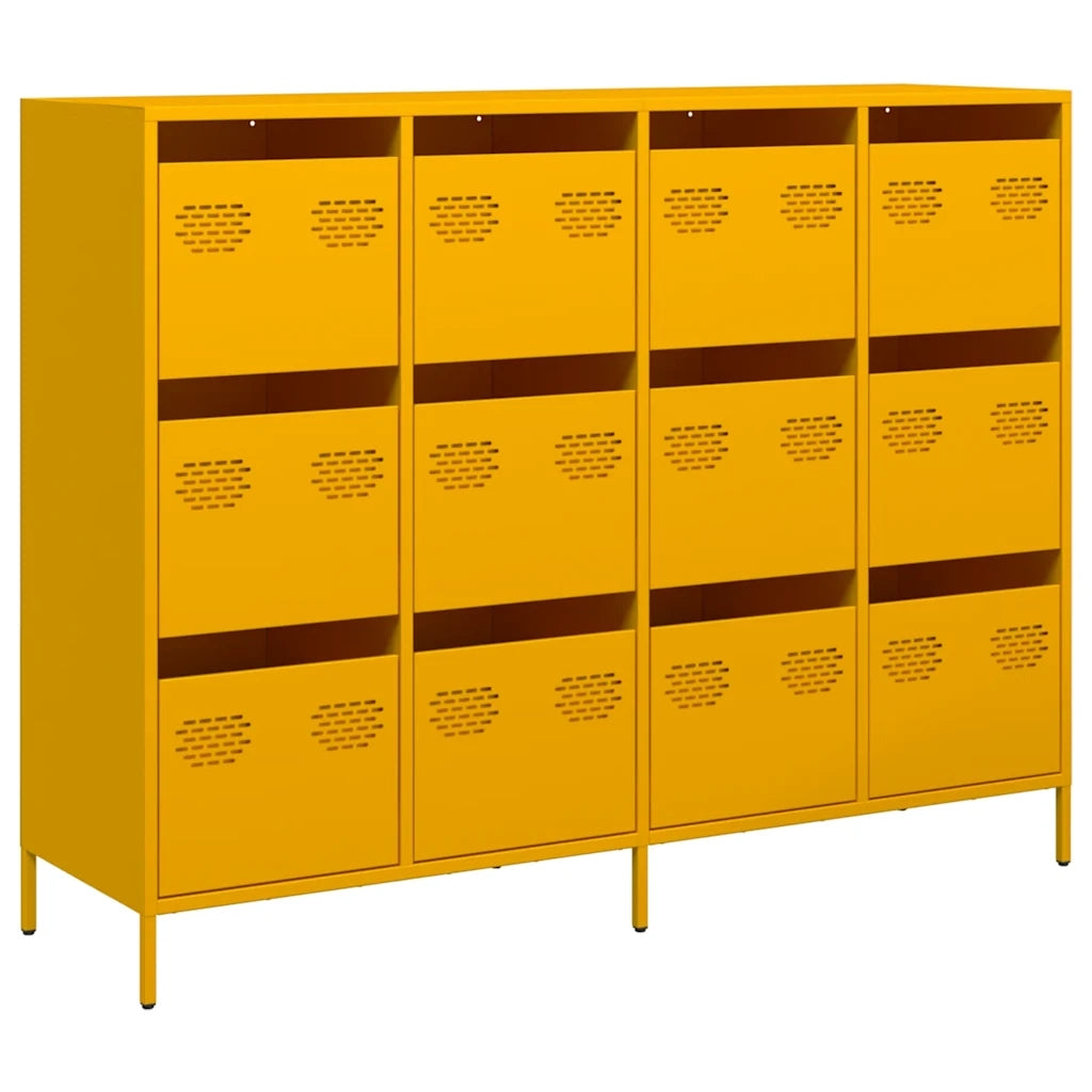 Credenza Giallo Senape 135x39x103,5 cm Acciaio Laminato Freddo