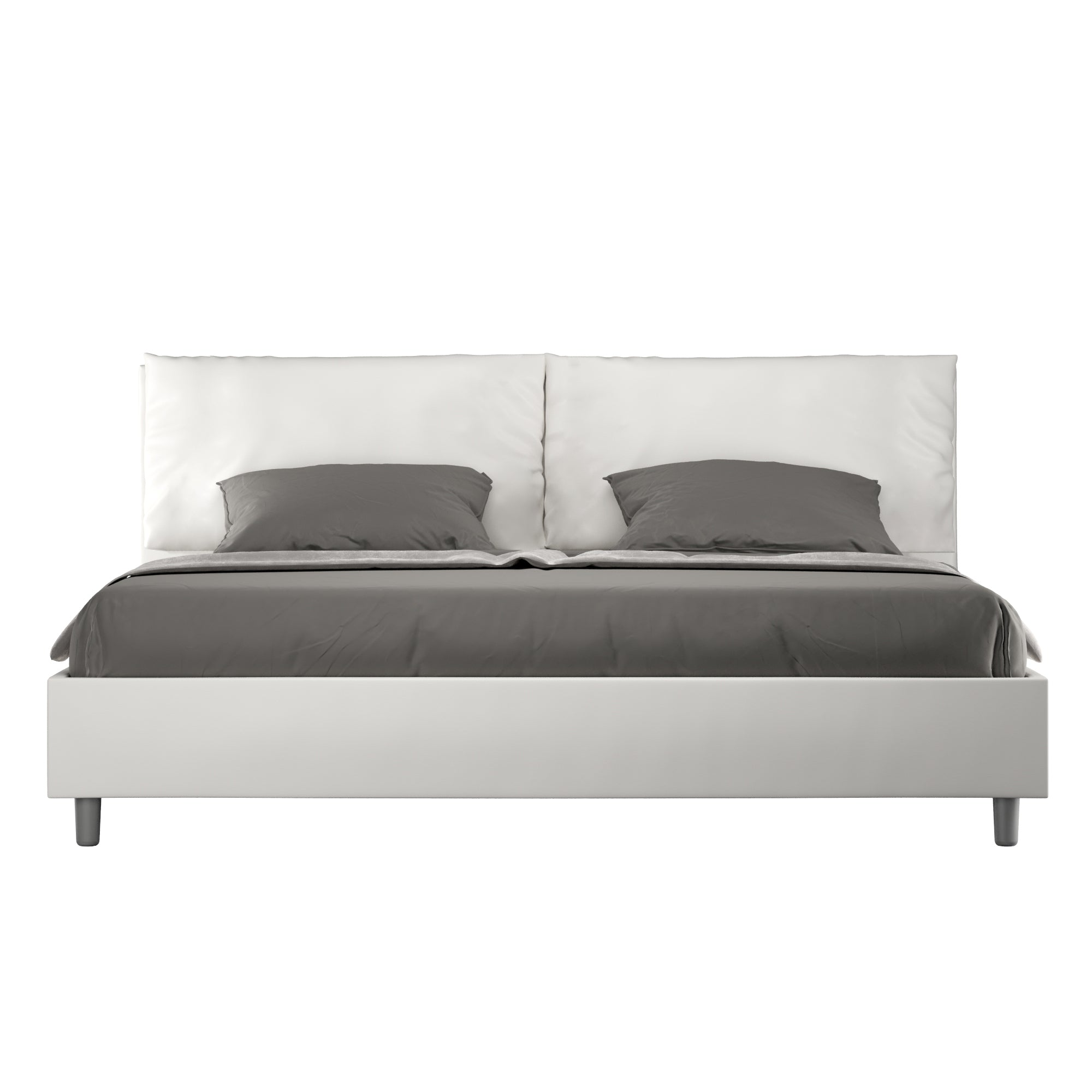 BS COM Letto matrimoniale king size con rete imbottito 200x200 similpelle bianco