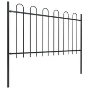 Recinzione da Giardino | Recinzione da cortile con Parte Superiore ad Anello in Acciaio 892,5x100 cm Nero