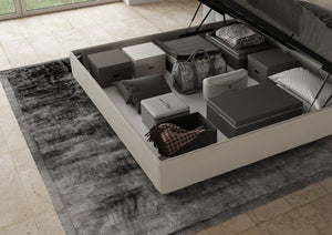 BS COM Letto matrimoniale king size contenitore imbottito 200x200 similpelle tortora