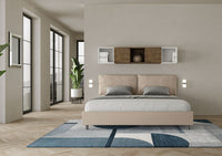 BS COM Letto matrimoniale king size contenitore imbottito 200x210 similpelle tortora