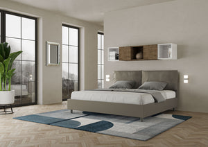 BS COM Letto matrimoniale king size contenitore imbottito 200x210 similpelle cappuccino