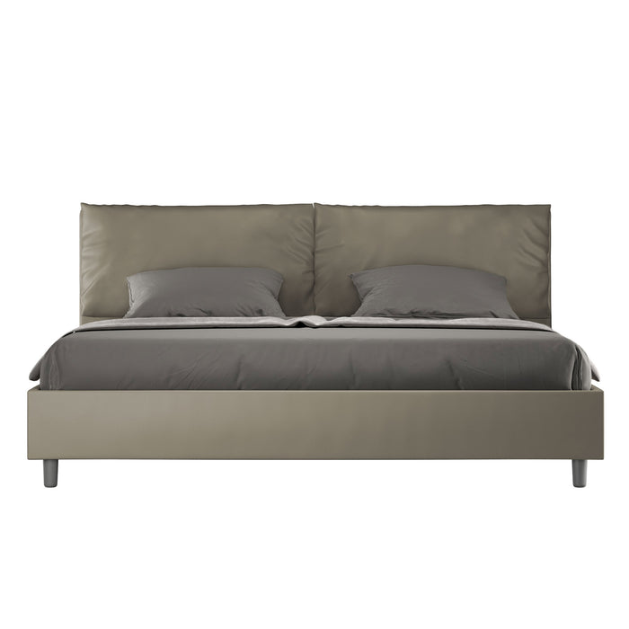 BS COM Letto matrimoniale king size senza rete imbottito 200x210 similpelle cappuccino