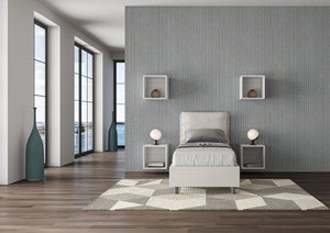 BS COM Letto singolo con rete imbottito 80x200 similpelle bianco