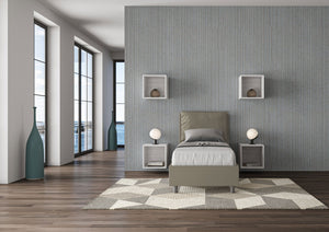 BS COM Letto singolo con rete imbottito 80x210 similpelle cappuccino