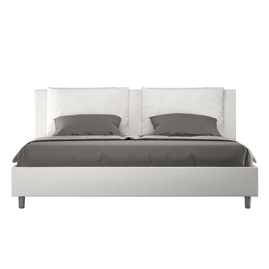 BS COM Letto contenitore imbottito 180x200 similpelle bianco