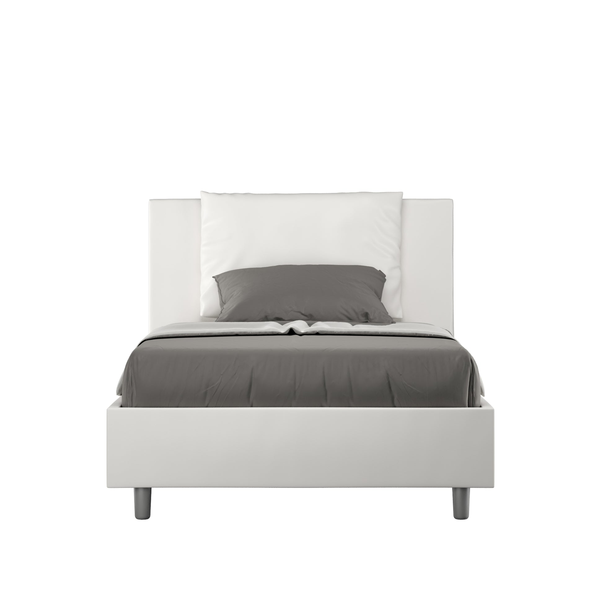 BS COM Letto una piazza e mezza contenitore imbottito 120x190 similpelle bianco