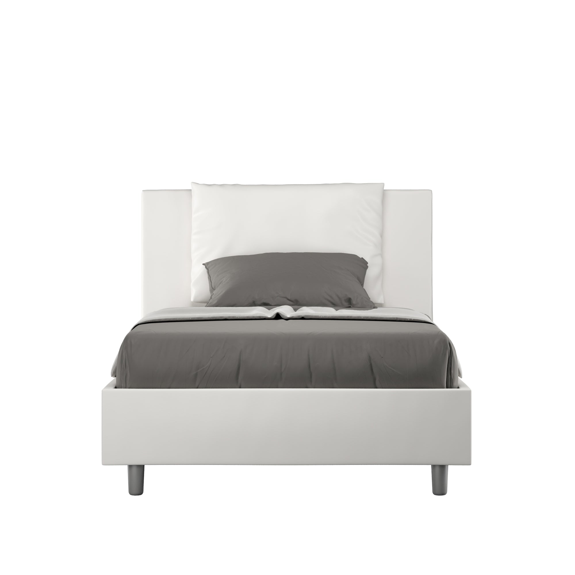 BS COM Letto una piazza e mezza contenitore imbottito 120x190 similpelle bianco