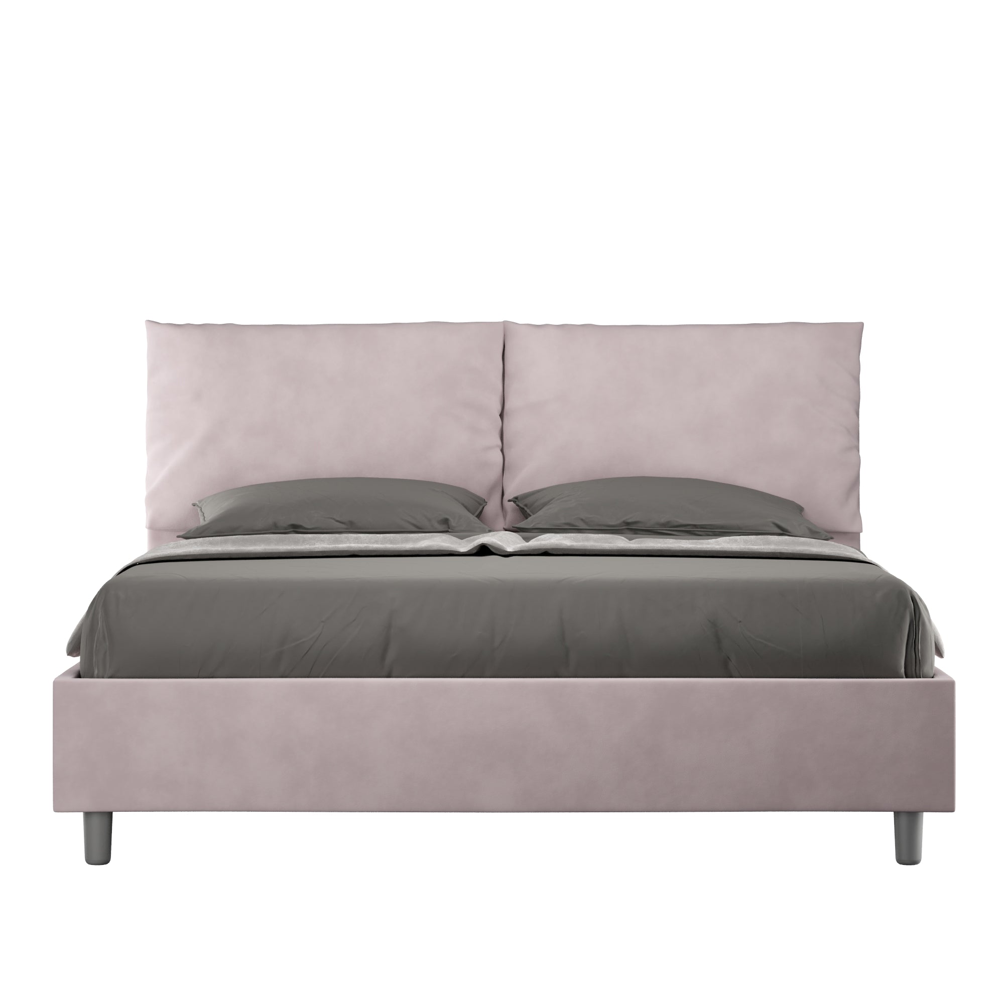 BS COM Letto matrimoniale contenitore doppia alzata imbottito 160x200 microfibra glicine